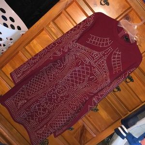 NWT Burgundy studded long sleeve midi dress